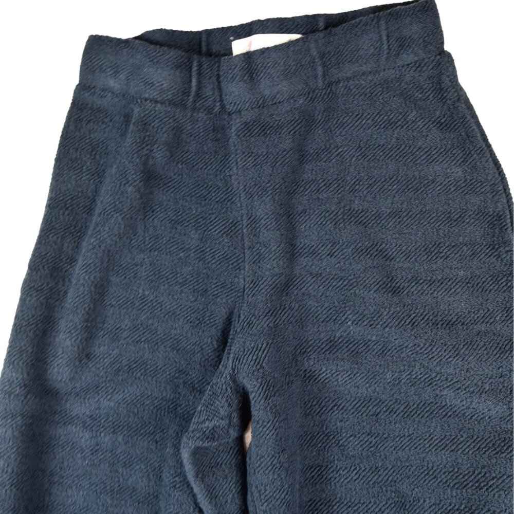 Free People Beach Bloomer Cropped Wide Leg Pants in Terry Cotton Navy Sz S - Picture 3 of 9